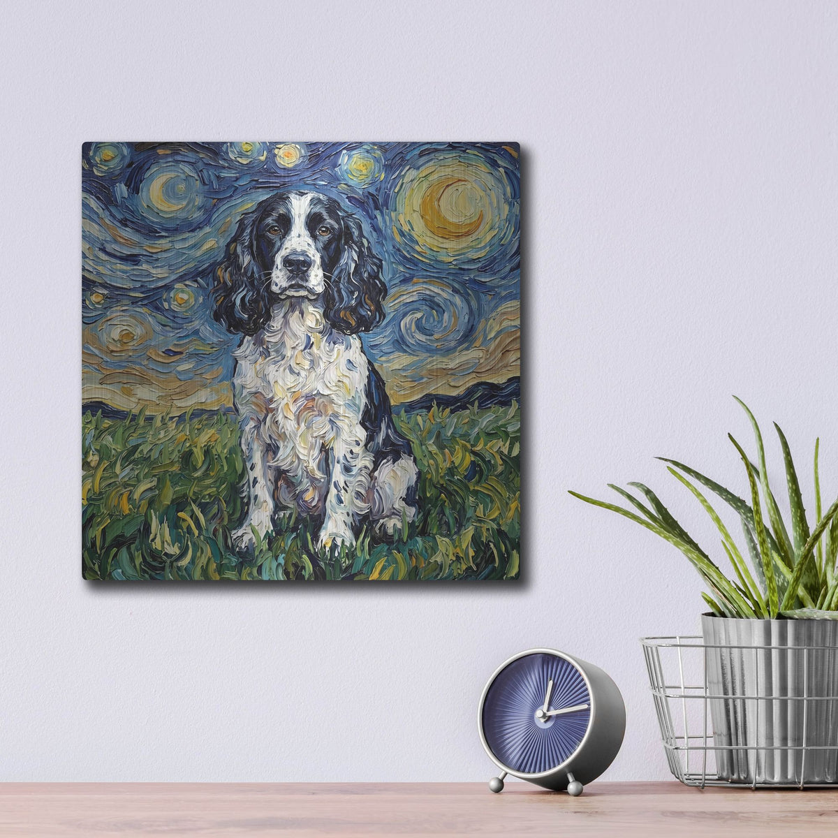 'English Springer Spaniel Starry Night' by Rich Monet Metal Wall Art