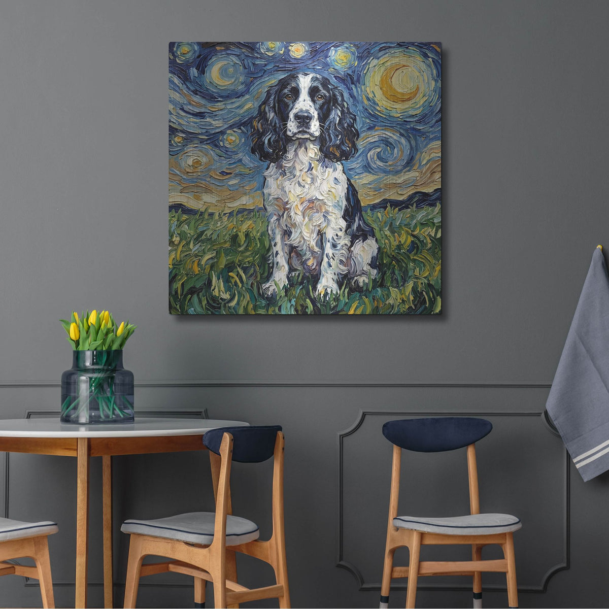 'English Springer Spaniel Starry Night' by Rich Monet Metal Wall Art
