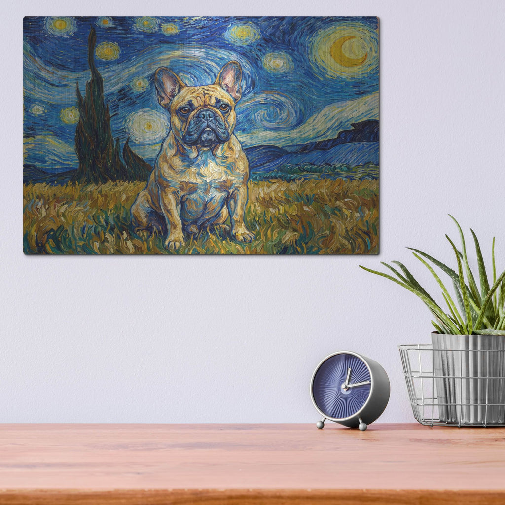 'French Bulldog Starry Night' by Rich Monet Metal Wall Art
