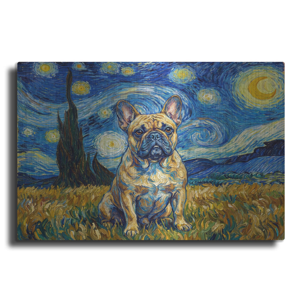 'French Bulldog Starry Night' by Rich Monet Metal Wall Art