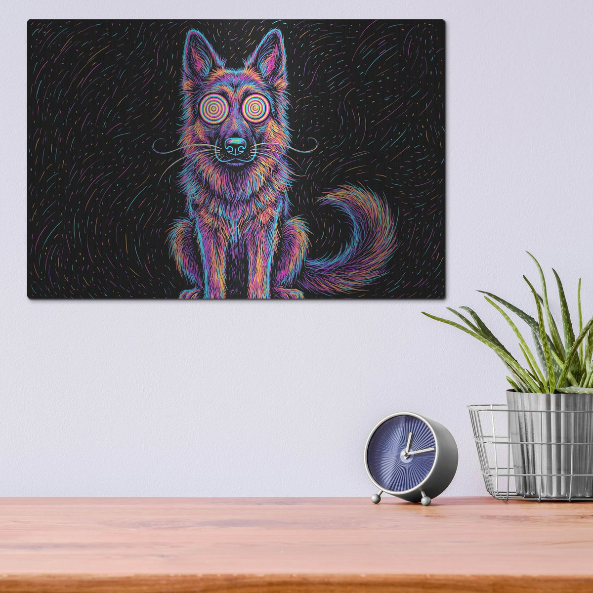 'German Shepard Afraid Of Thunder' by Rich Monet Metal Wall Art