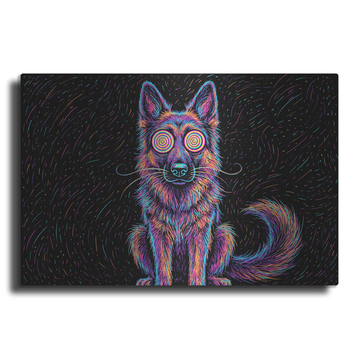 'German Shepard Afraid Of Thunder' by Rich Monet Metal Wall Art
