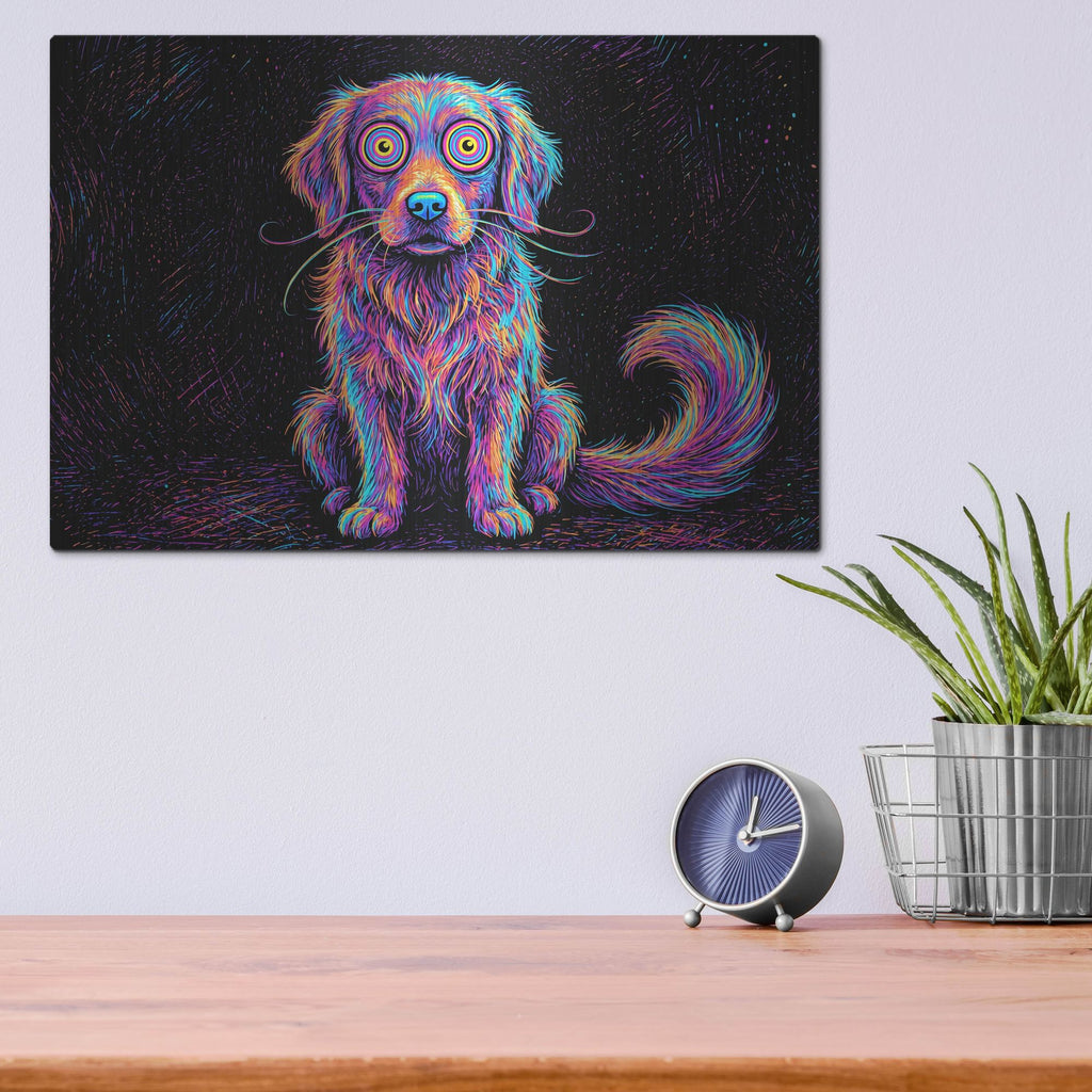 'Golden Retriever Afraid Of Thunder' by Rich Monet Metal Wall Art