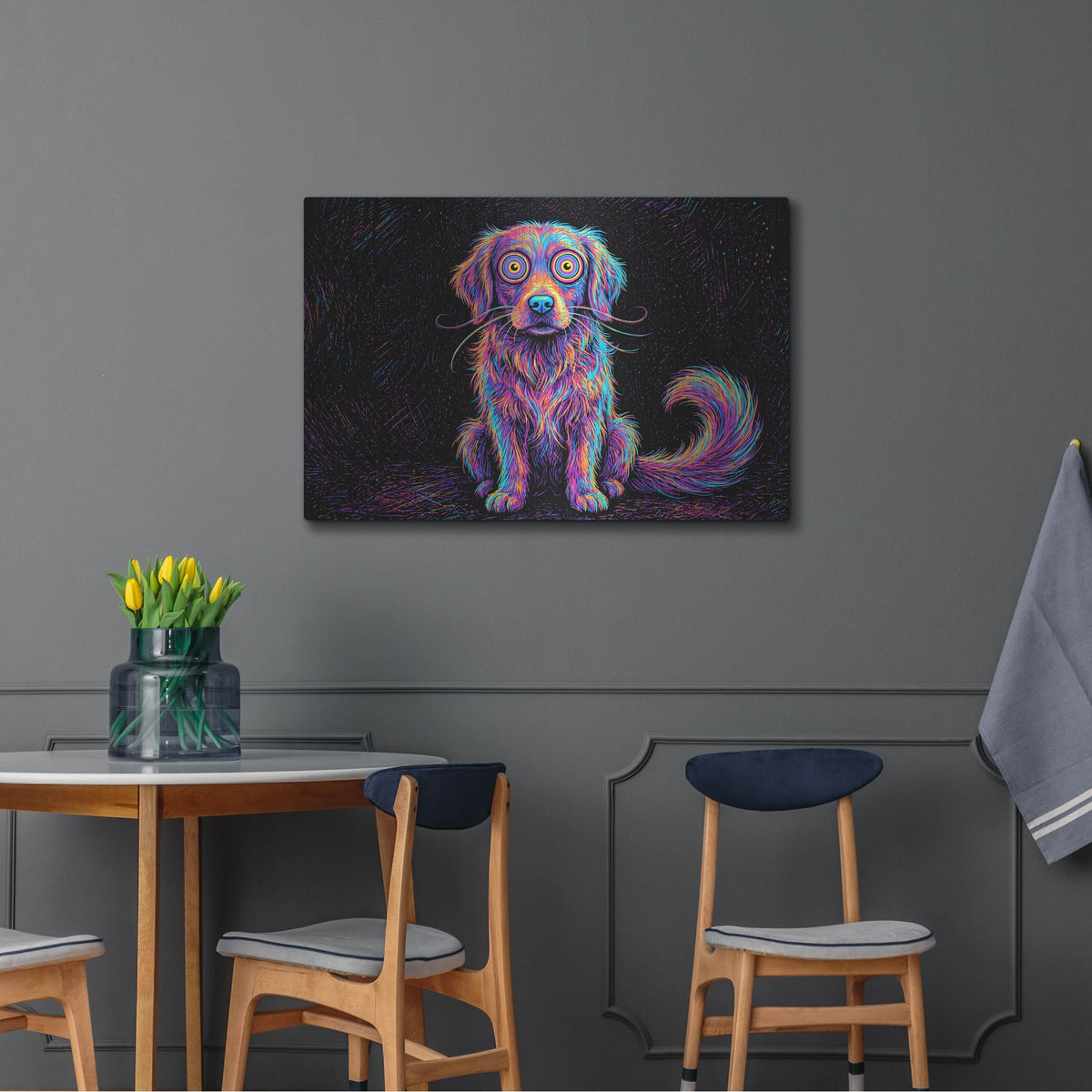 'Golden Retriever Afraid Of Thunder' by Rich Monet Metal Wall Art