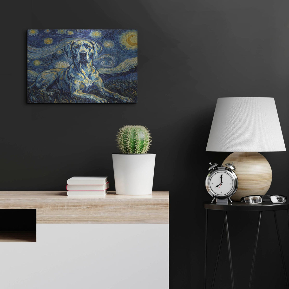 'Great Dane Starry Night' by Rich Monet Metal Wall Art