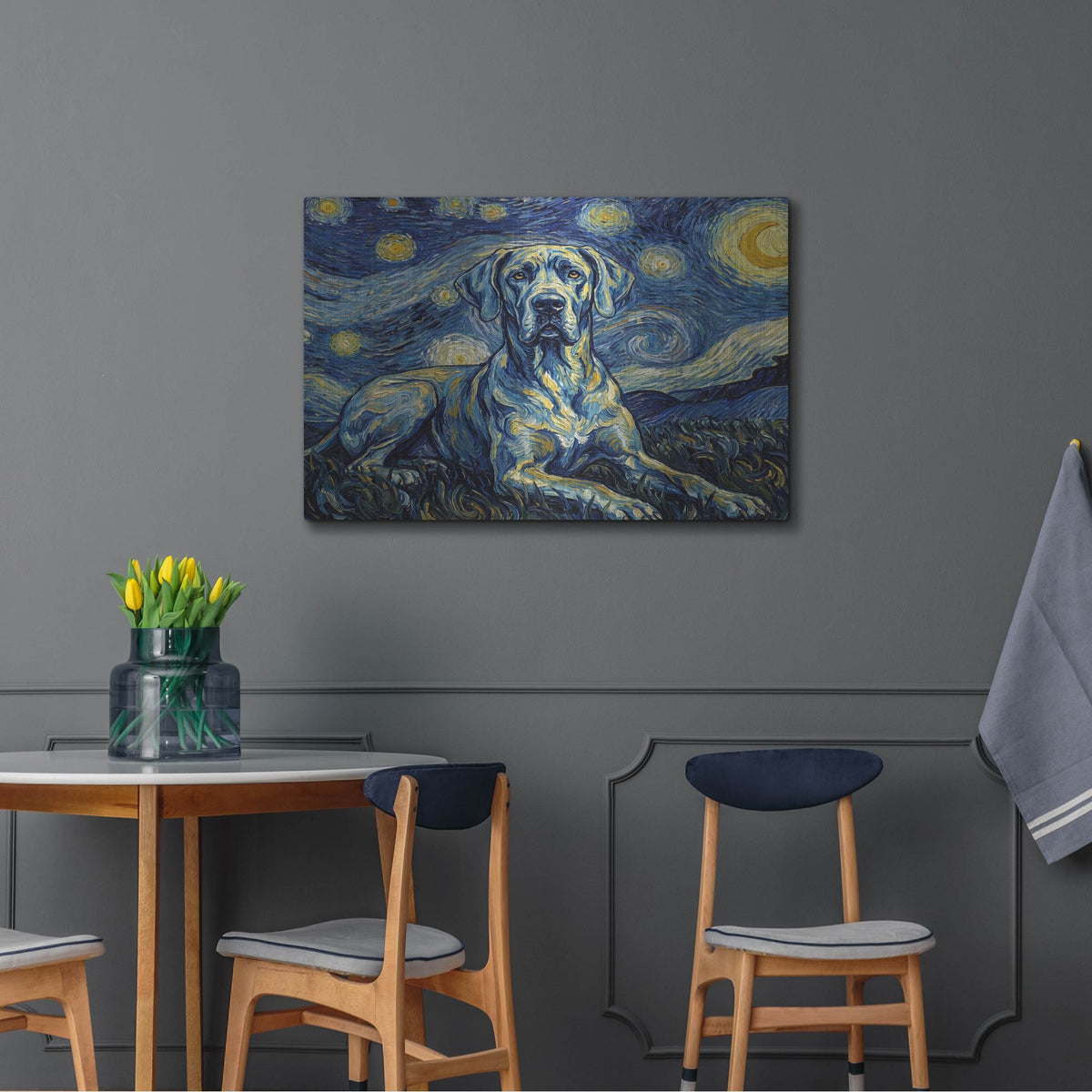 'Great Dane Starry Night' by Rich Monet Metal Wall Art