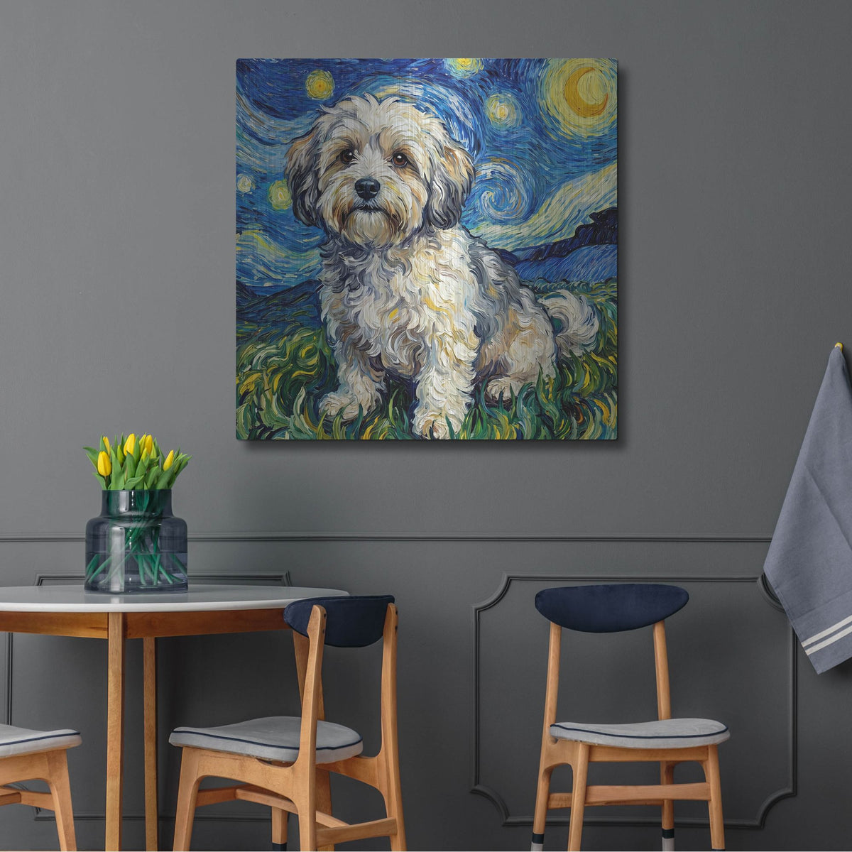 'Havanese Starry Night' by Rich Monet Metal Wall Art