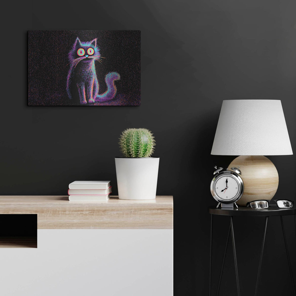 'Kitty Afraid Of Thunder' by Rich Monet Metal Wall Art