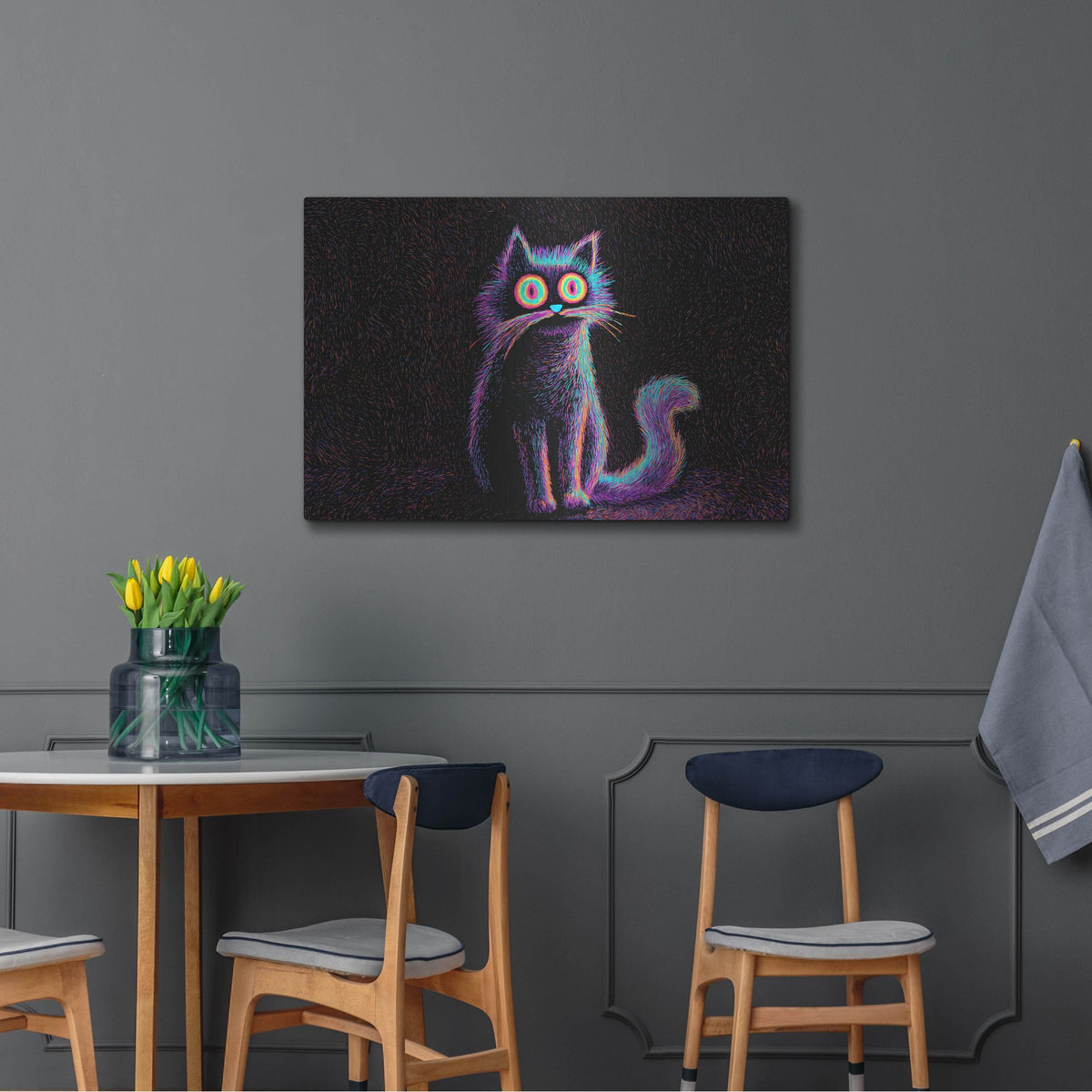 'Kitty Afraid Of Thunder' by Rich Monet Metal Wall Art