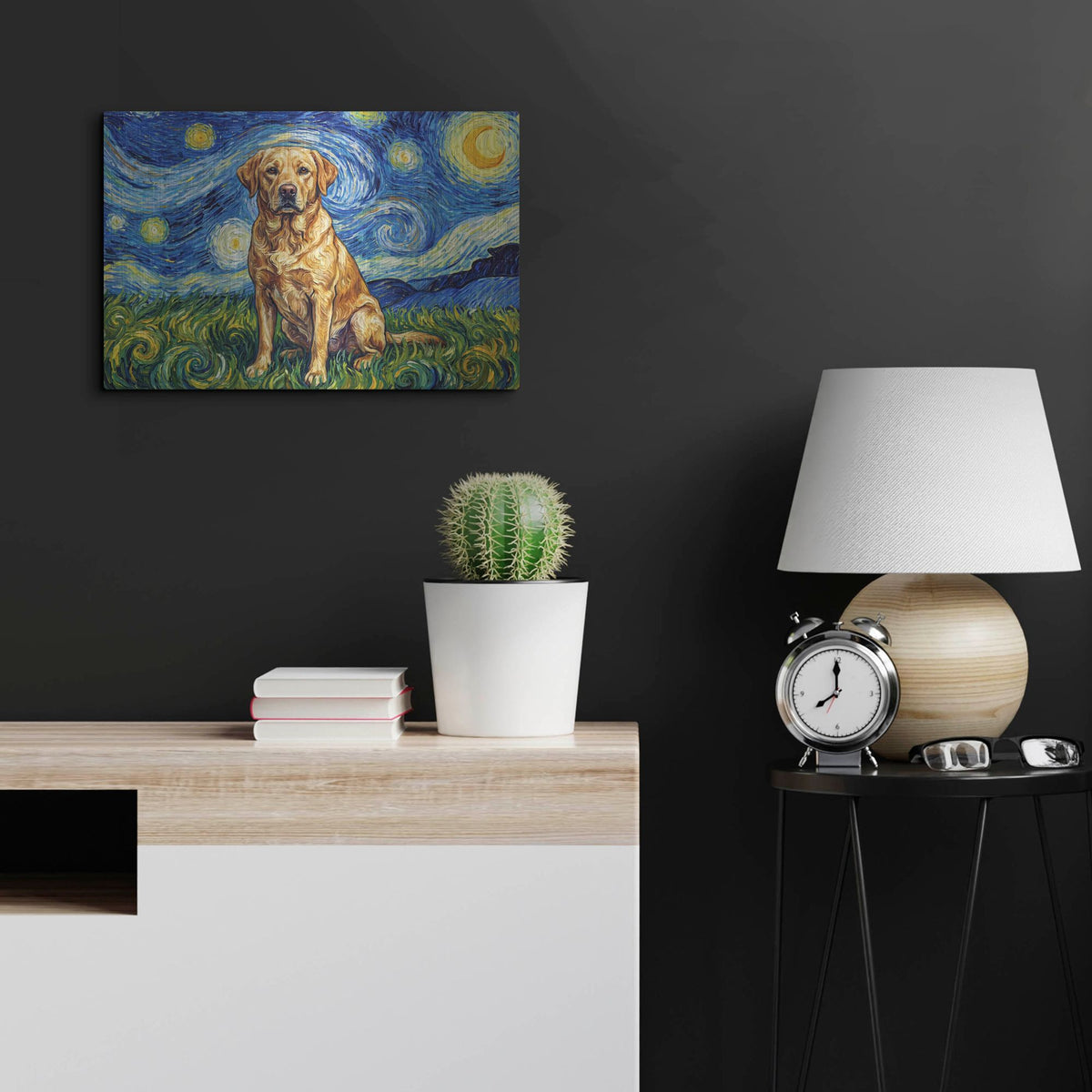 'Labrador Retriever Starry Night' by Rich Monet Metal Wall Art