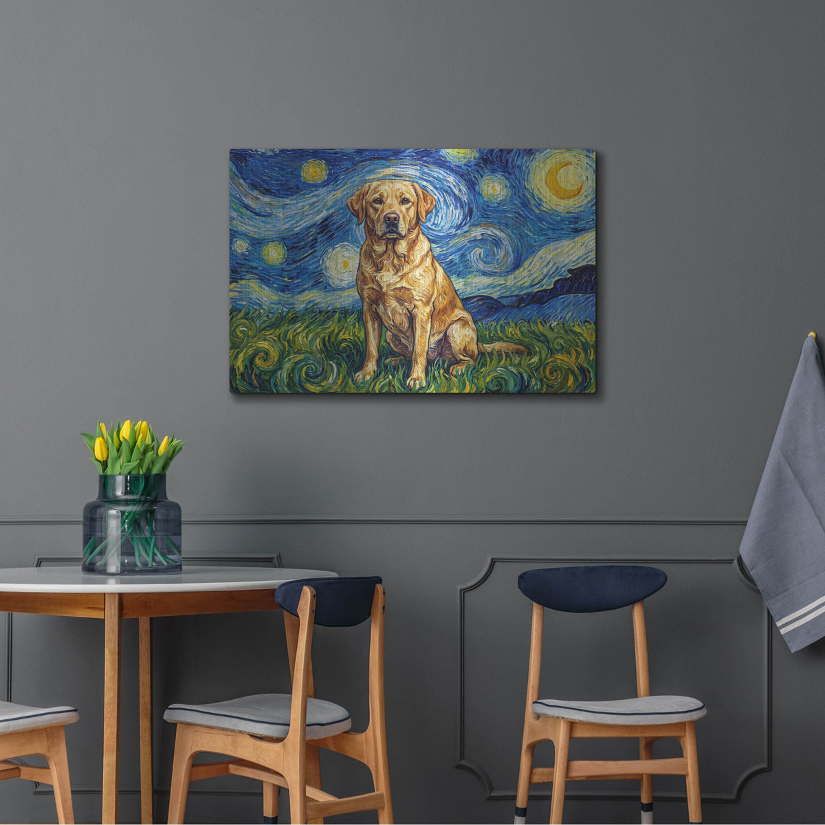 'Labrador Retriever Starry Night' by Rich Monet Metal Wall Art