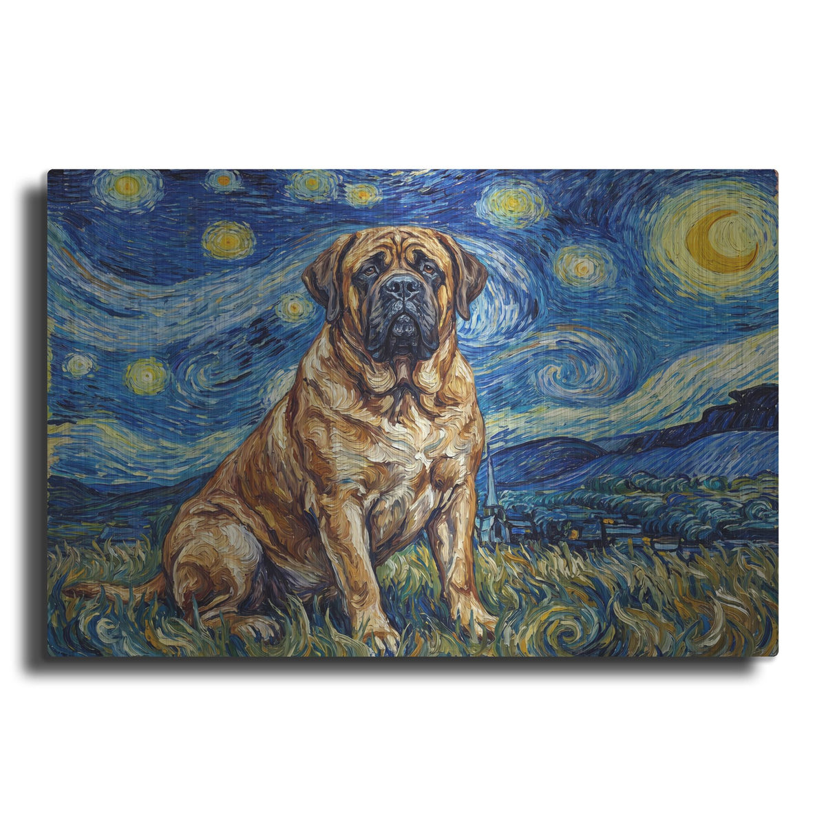 'Mastiff Starry Night' by Rich Monet Metal Wall Art