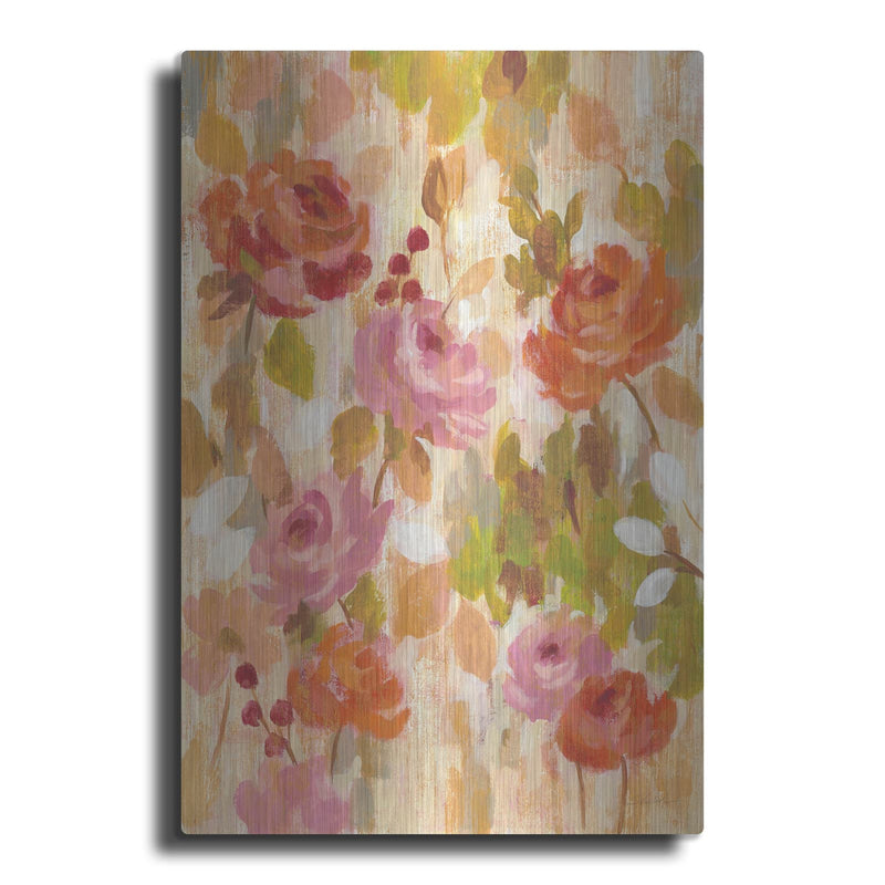 'Pink and Orange Brocade I' by Silvia Vassileva – Metal Wall Art
