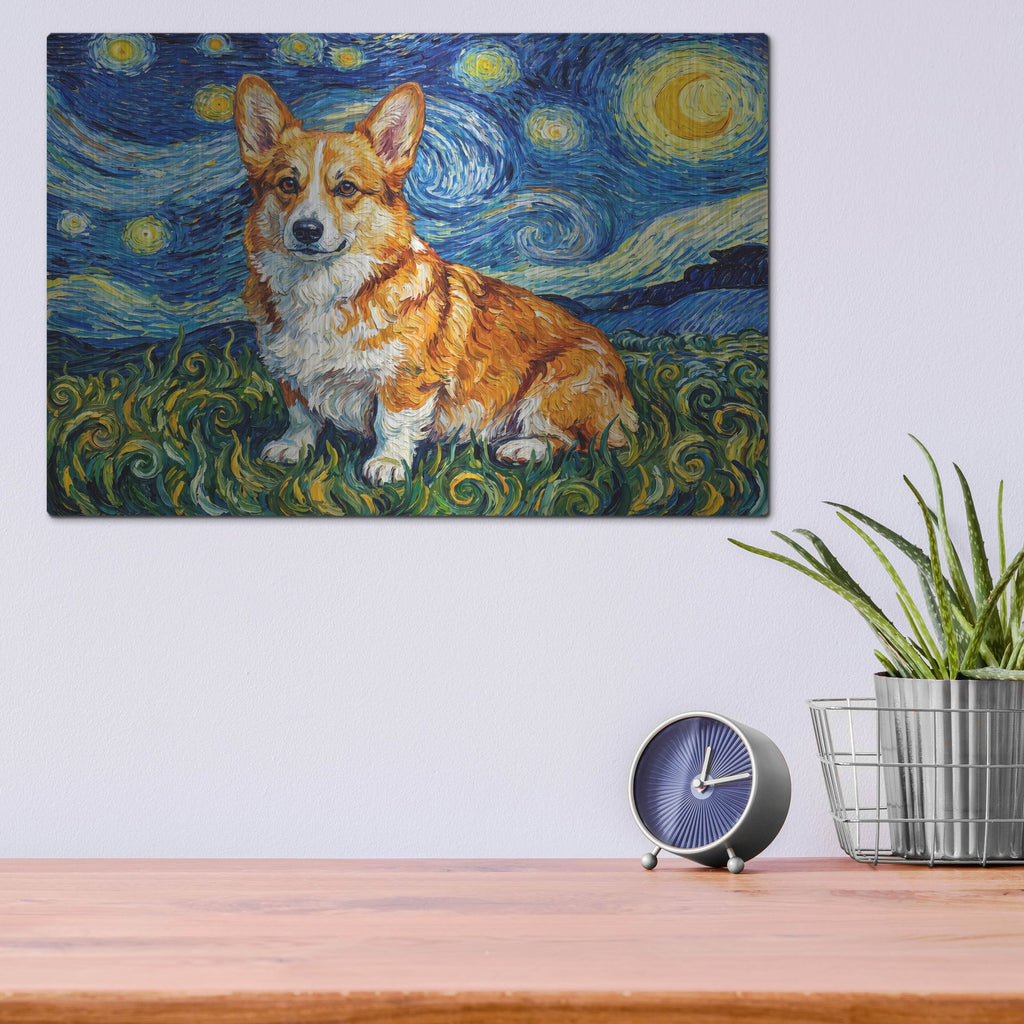'Pembroke Welsh Corgi Starry Night' by Rich Monet Metal Wall Art