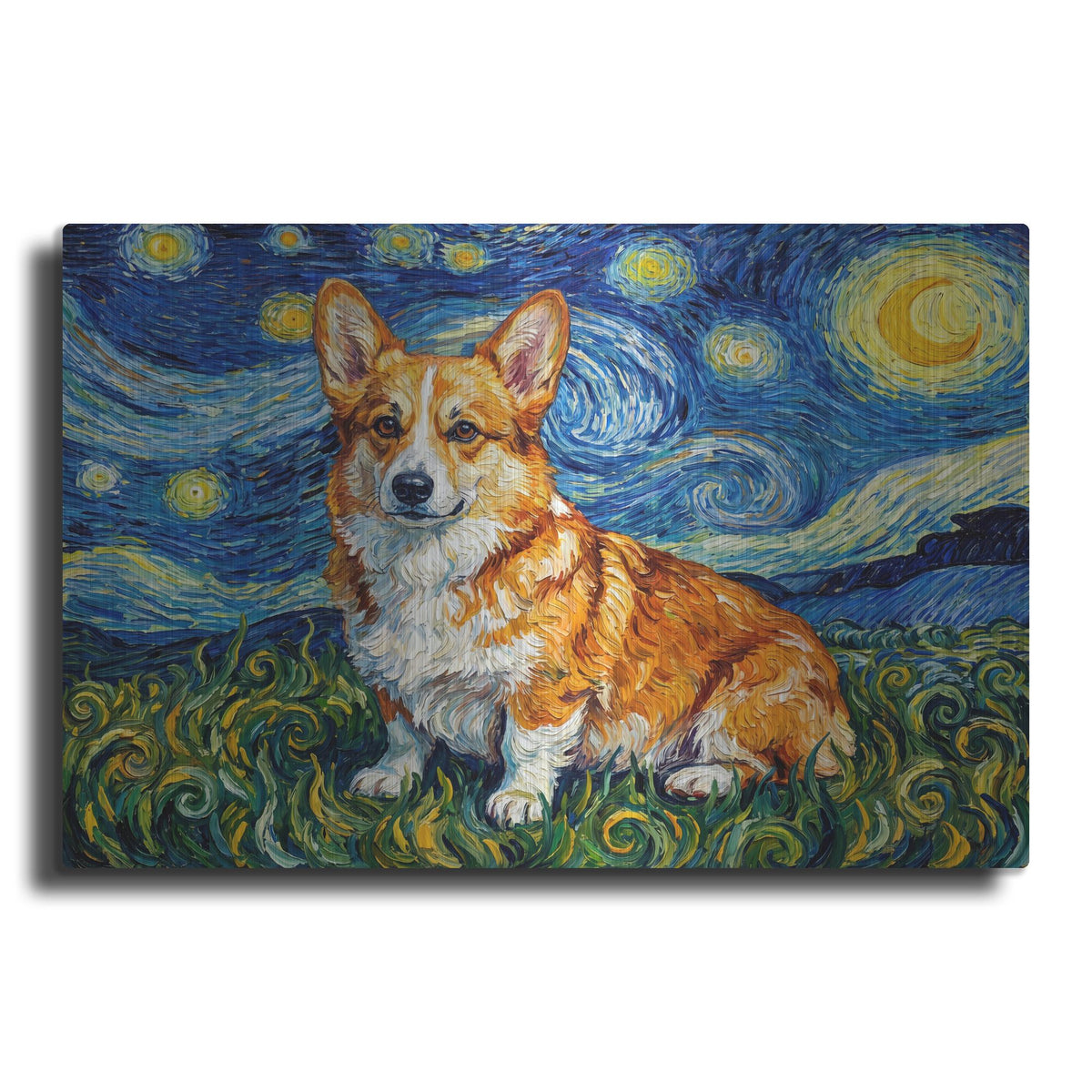 'Pembroke Welsh Corgi Starry Night' by Rich Monet Metal Wall Art