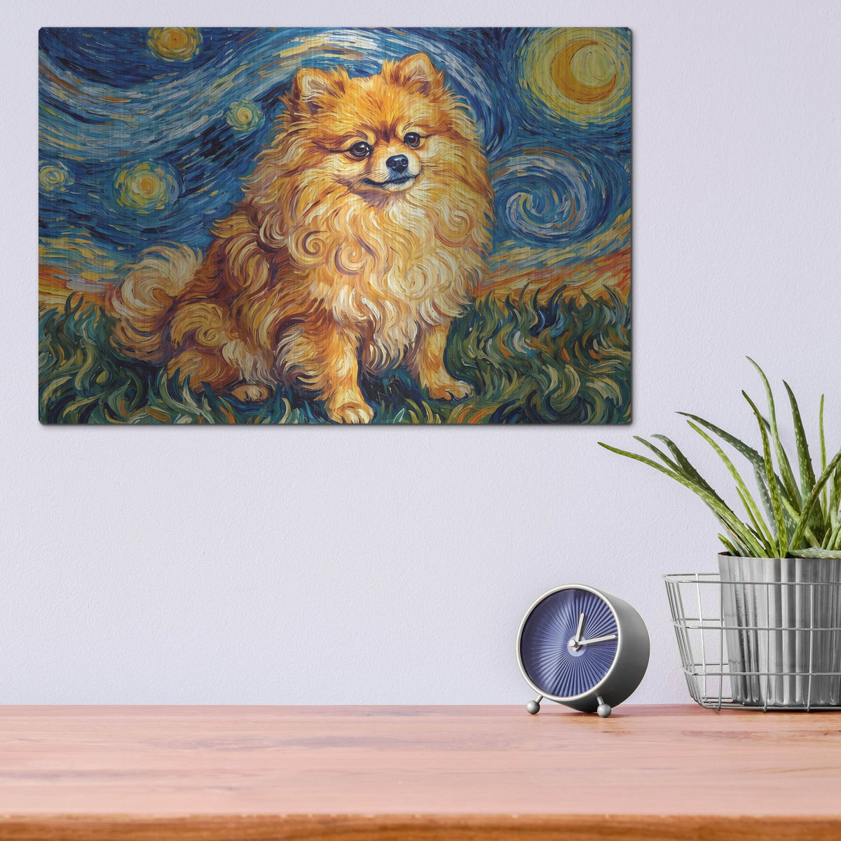 'Pomeranian Starry Night' by Rich Monet Metal Wall Art