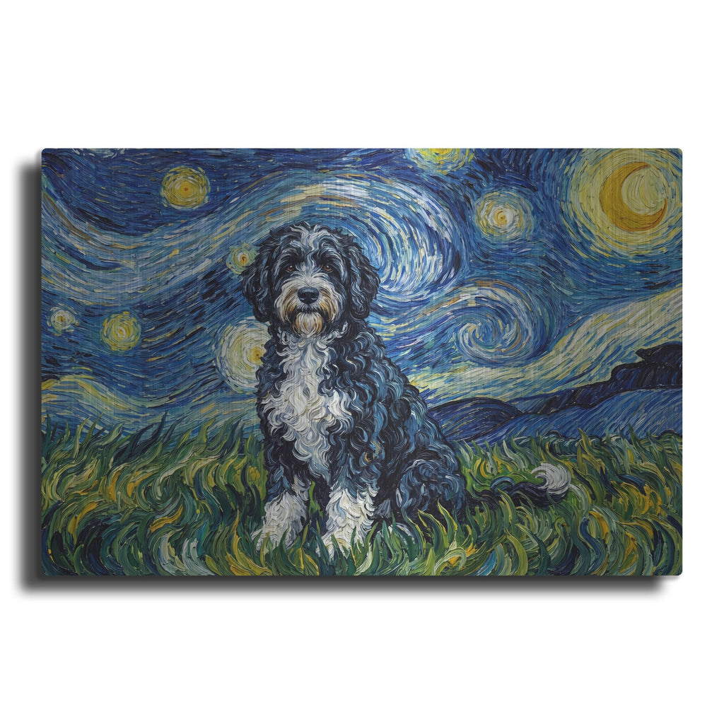 'Portuguese Water Dog Starry Night' by Rich Monet Metal Wall Art
