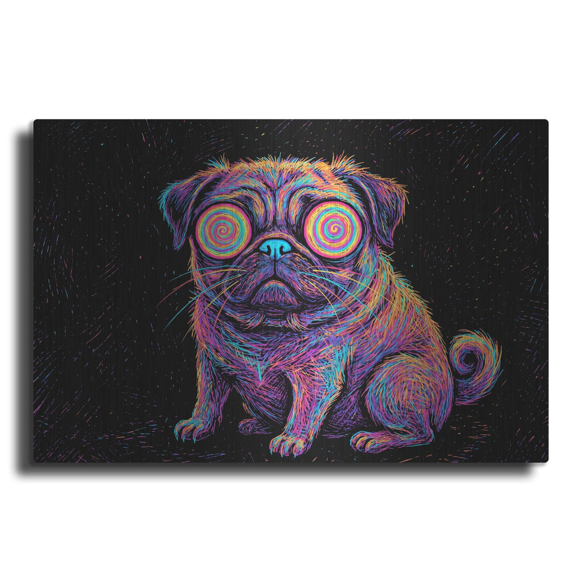 'Pug Afraid Of Thunder' by Rich Monet Metal Wall Art
