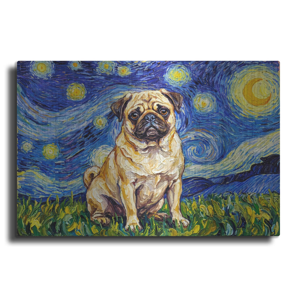 'Pug Starry Night' by Rich Monet Metal Wall Art