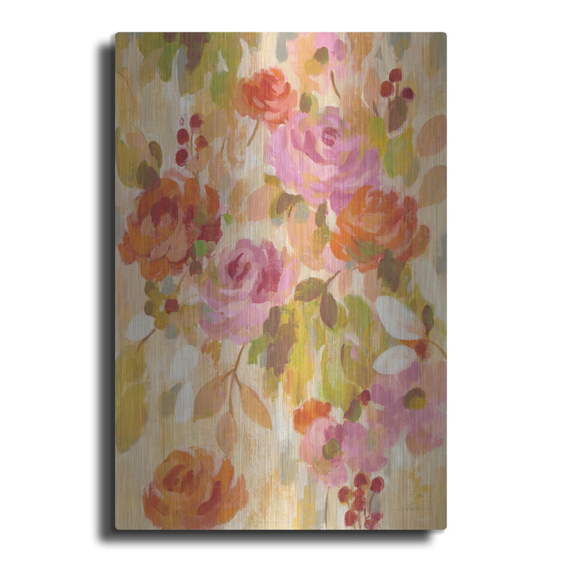 'Pink and Orange Brocade II' by Silvia Vassileva – Metal Wall Art