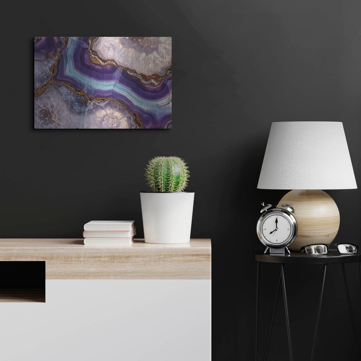 'Purple And Gold Banded Agate' by Rich Monet Metal Wall Art