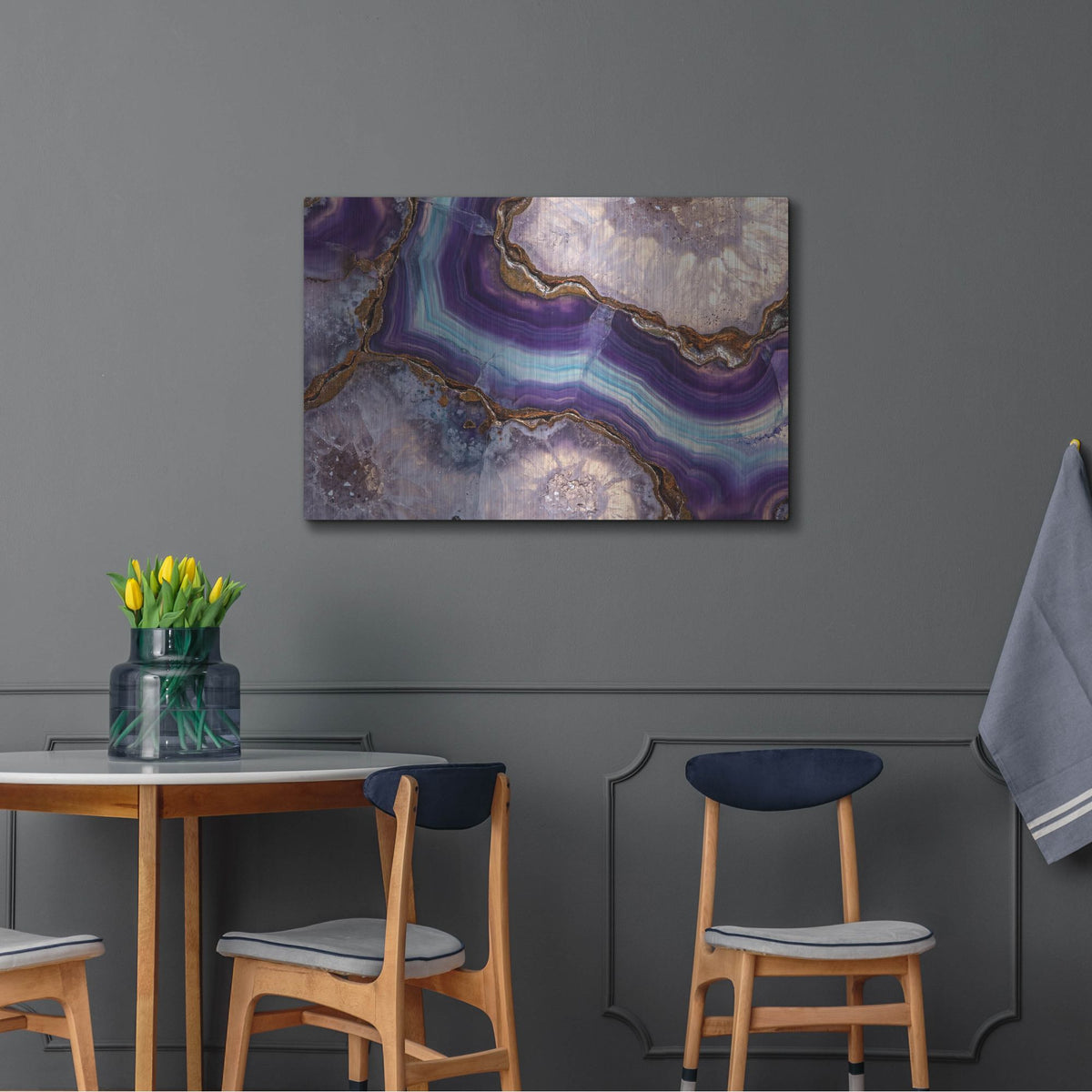 'Purple And Gold Banded Agate' by Rich Monet Metal Wall Art