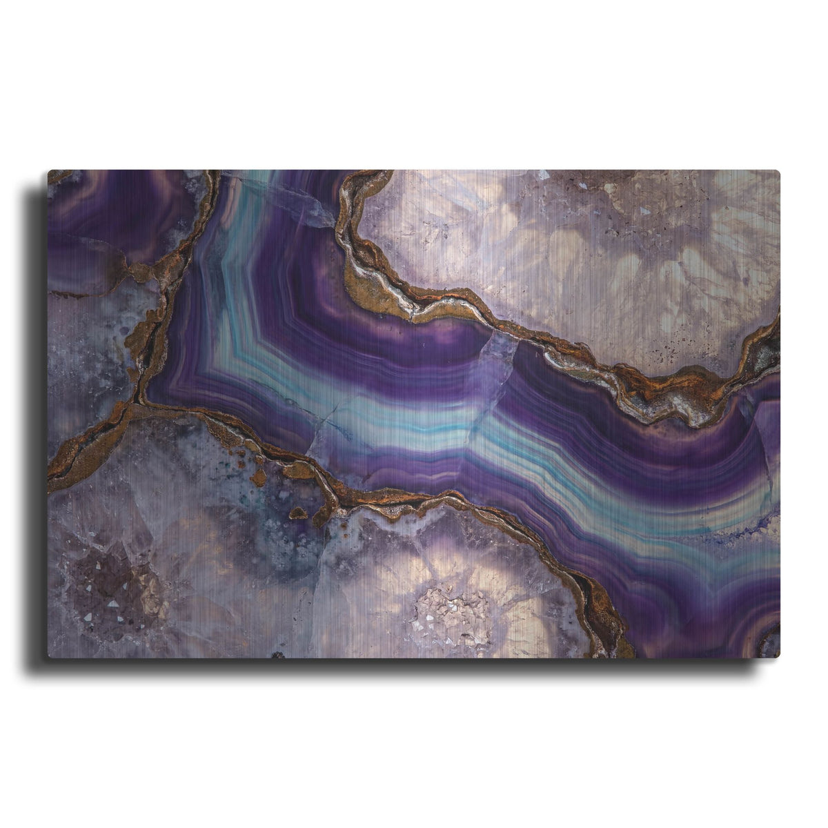 'Purple And Gold Banded Agate' by Rich Monet Metal Wall Art