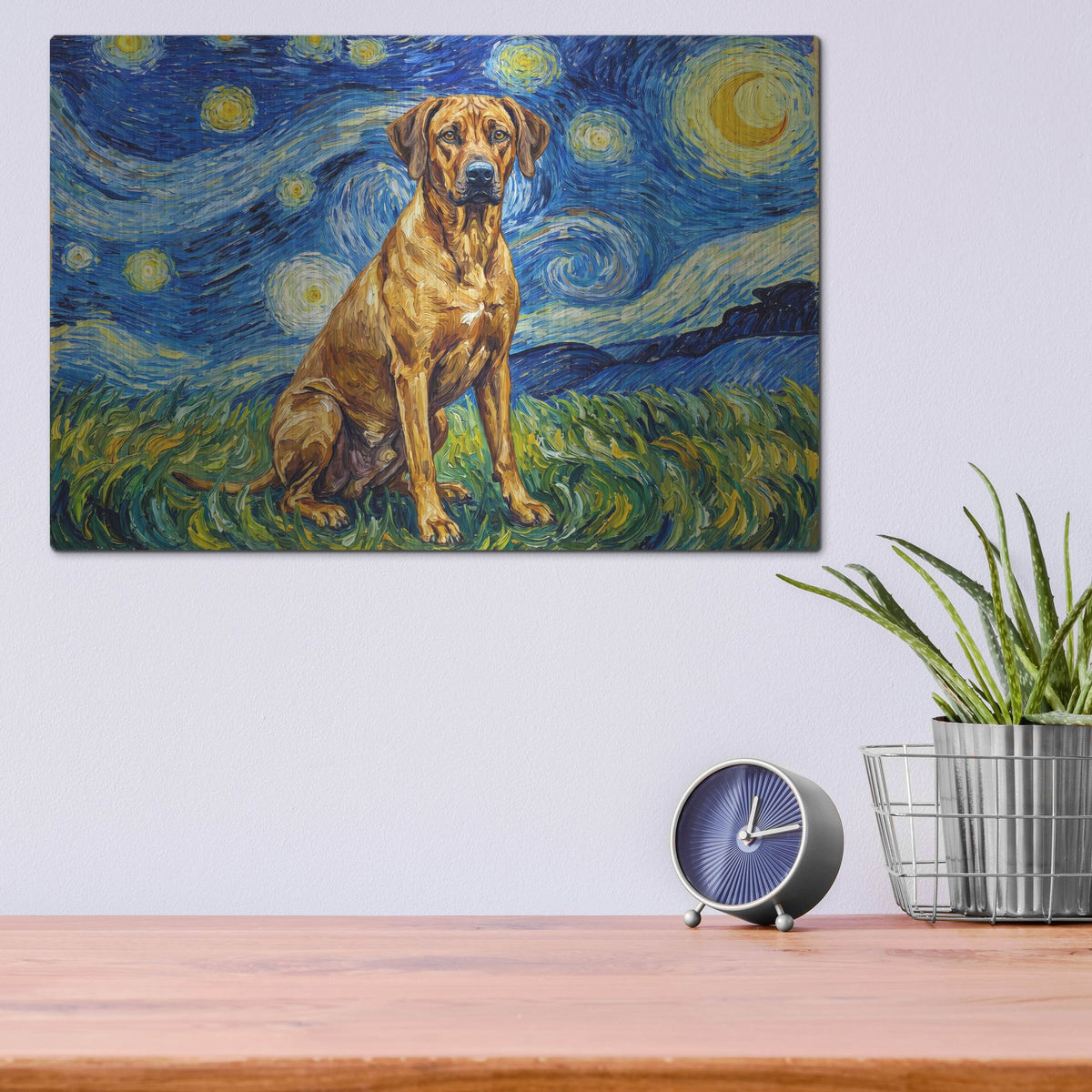 'Rhodesian Ridgeback Starry Night' by Rich Monet Metal Wall Art