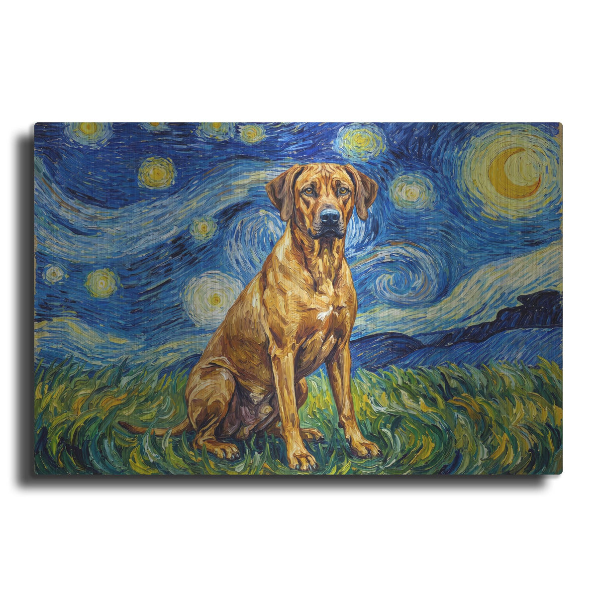 'Rhodesian Ridgeback Starry Night' by Rich Monet Metal Wall Art