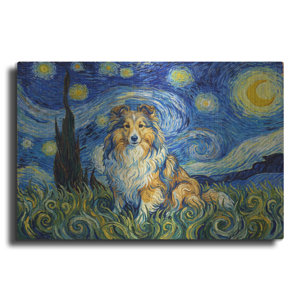 'Shetland Sheepdog Starry Night' by Rich Monet Metal Wall Art