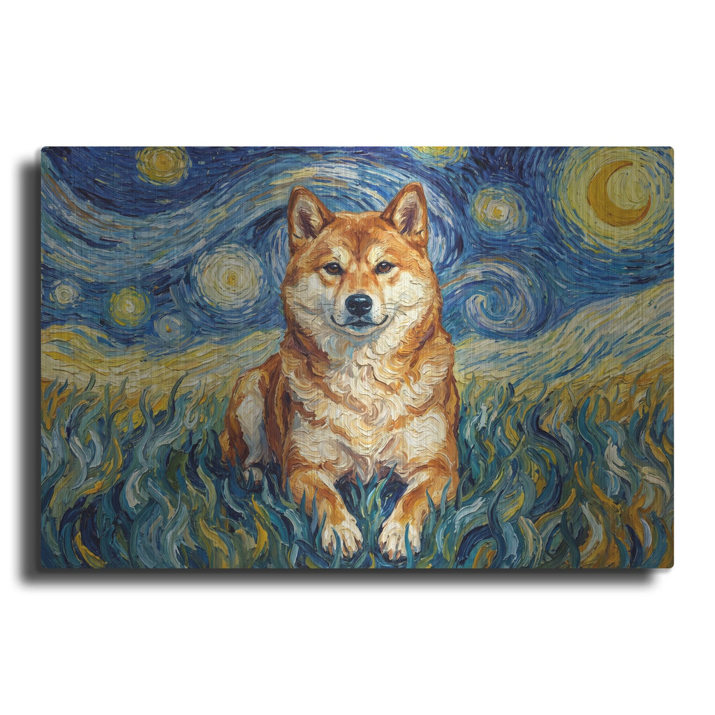 'Shiba Inu Starry Night' by Rich Monet Metal Wall Art