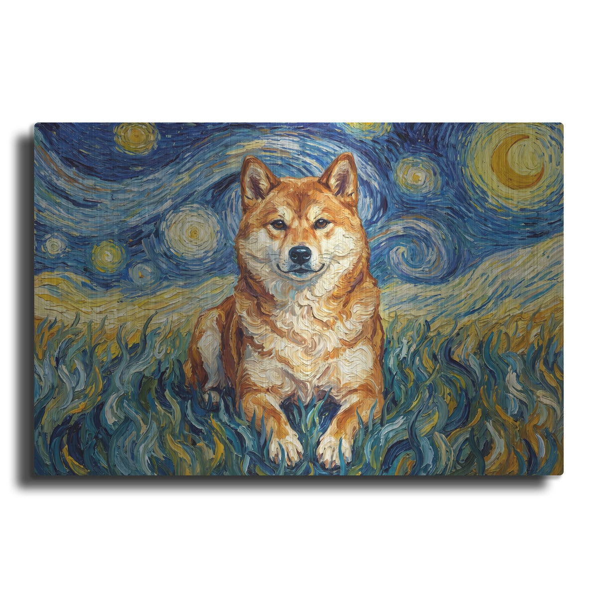 'Shiba Inu Starry Night' by Rich Monet Metal Wall Art