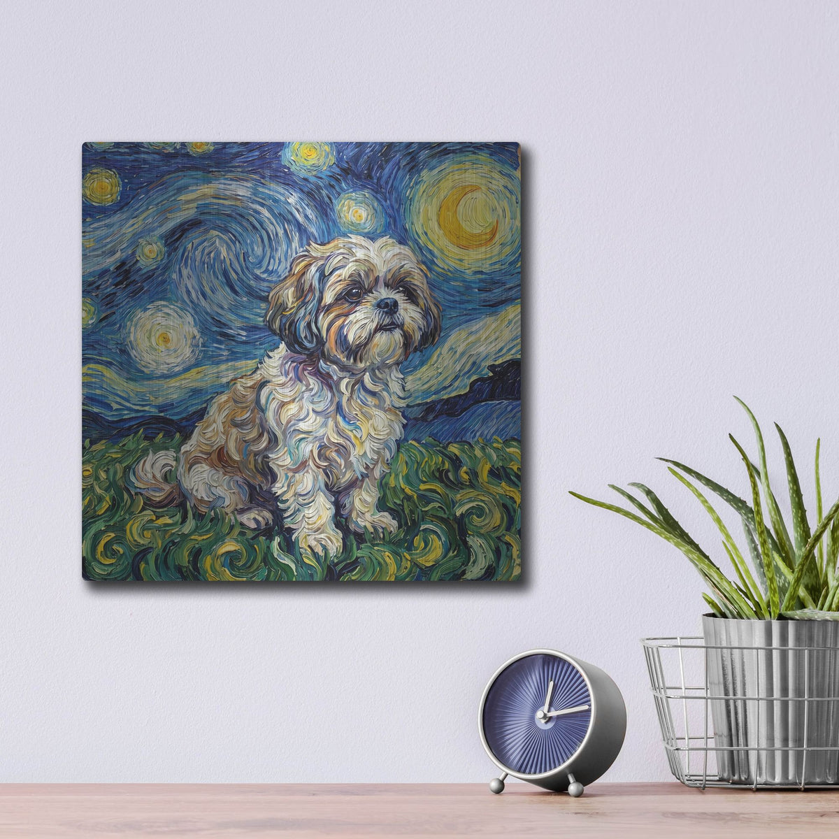'Shih Tzu Starry Night' by Rich Monet Metal Wall Art