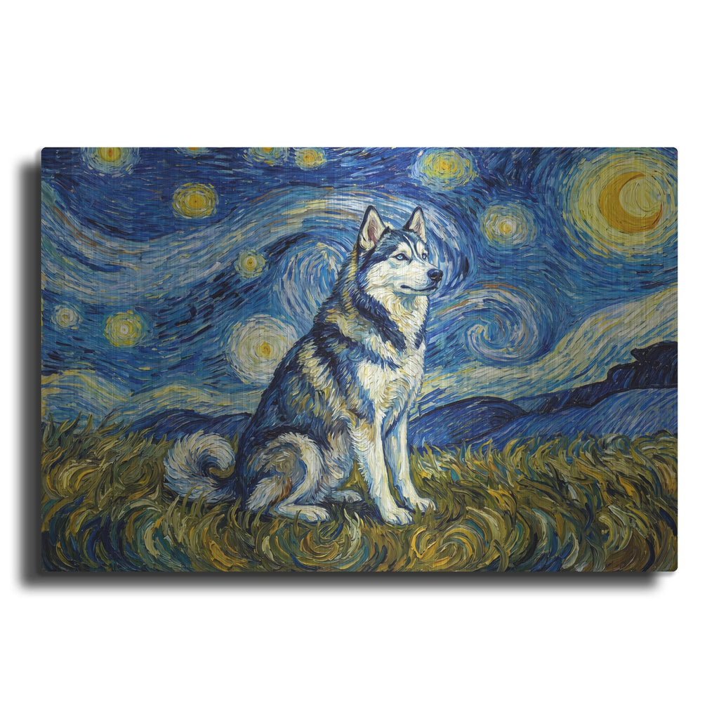 'Siberian Husky Starry Night' by Rich Monet Metal Wall Art