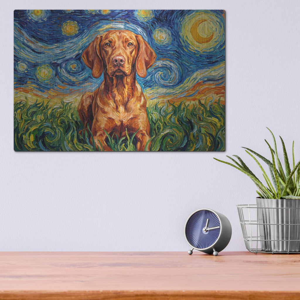 'Vizsla Starry Night' by Rich Monet Metal Wall Art