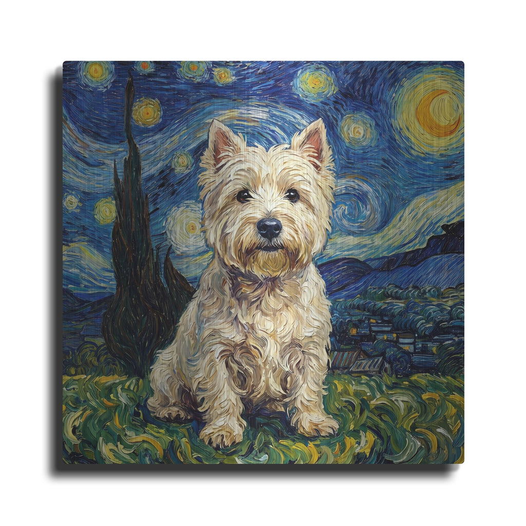 'West Highland White Terrier Starry Night' by Rich Monet Metal Wall Art