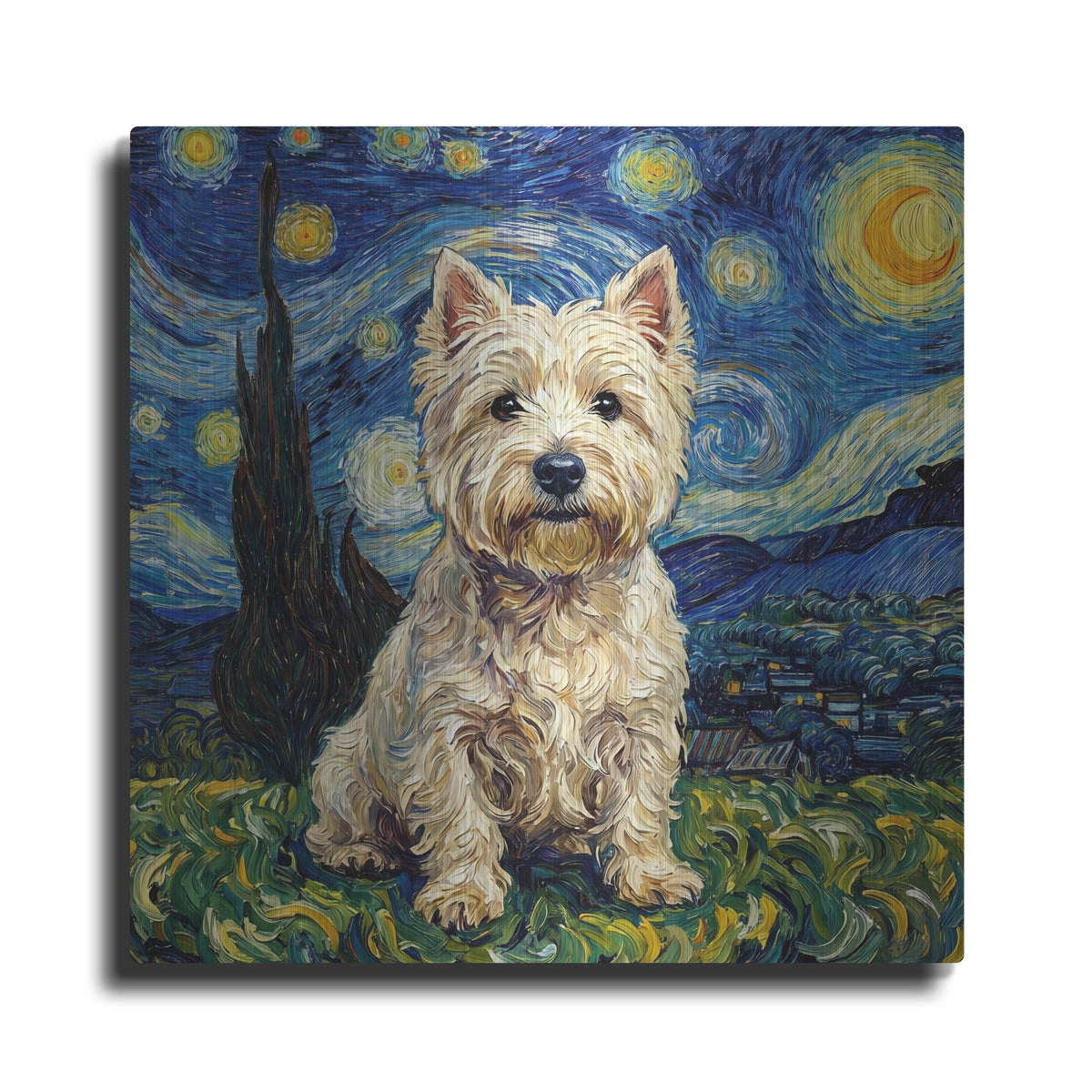 'West Highland White Terrier Starry Night' by Rich Monet Metal Wall Art