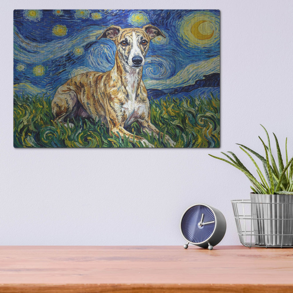 'Whippet Starry Night' by Rich Monet Metal Wall Art