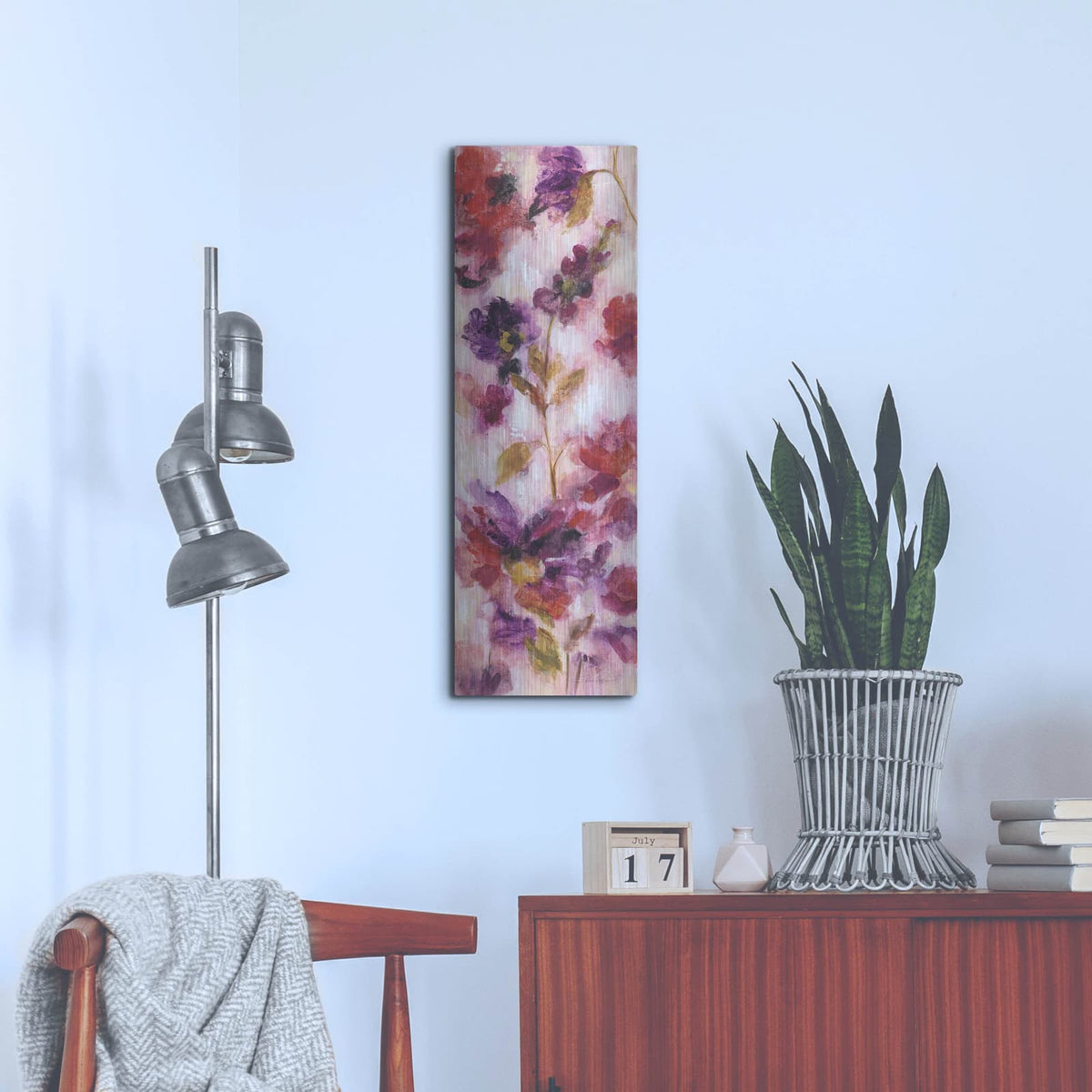 'Exuberant Florals III' by Silvia Vassileva – Metal Wall Art, 12x36 room view