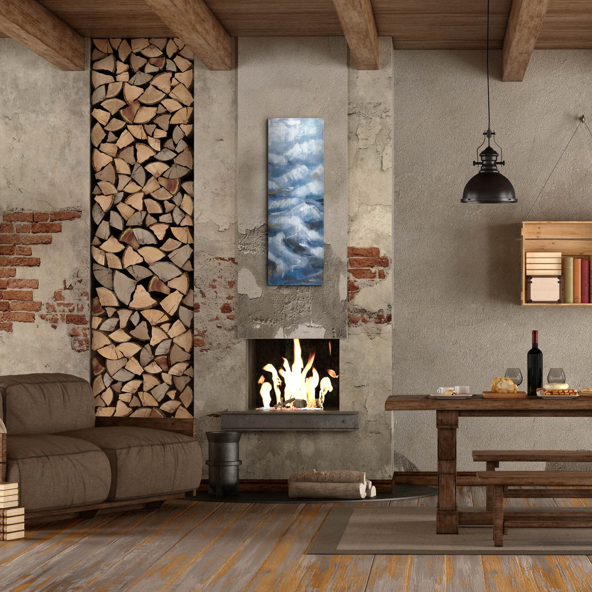 'Above the Mountains II' by Silvia Vassileva – Metal Wall Art, 16x48 room view