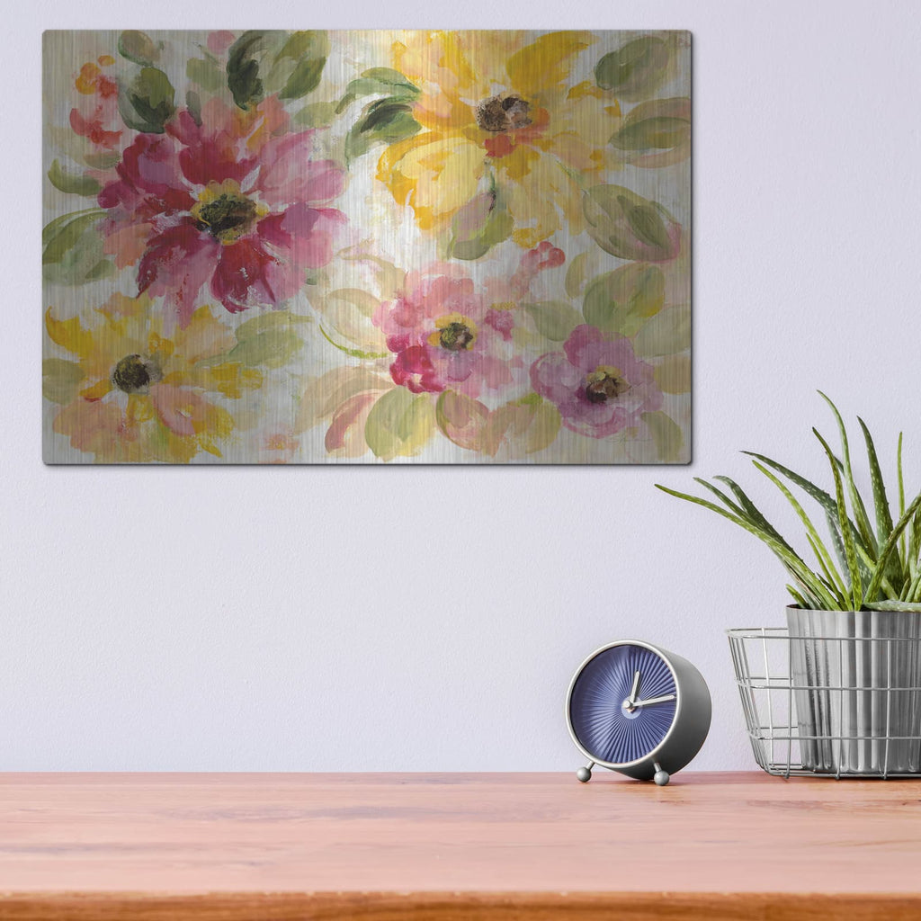 'Floral Radiance' by Silvia Vassileva – Metal Wall Art, 16x12 room view