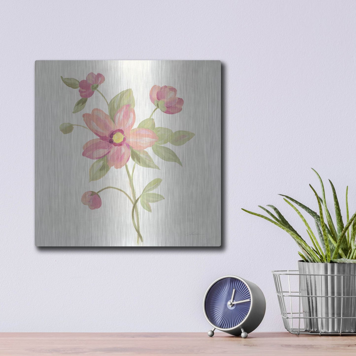 Luxe Metal Art 'June Bloom III' by Silvia Vassileva, Metal Wall Art,12x12