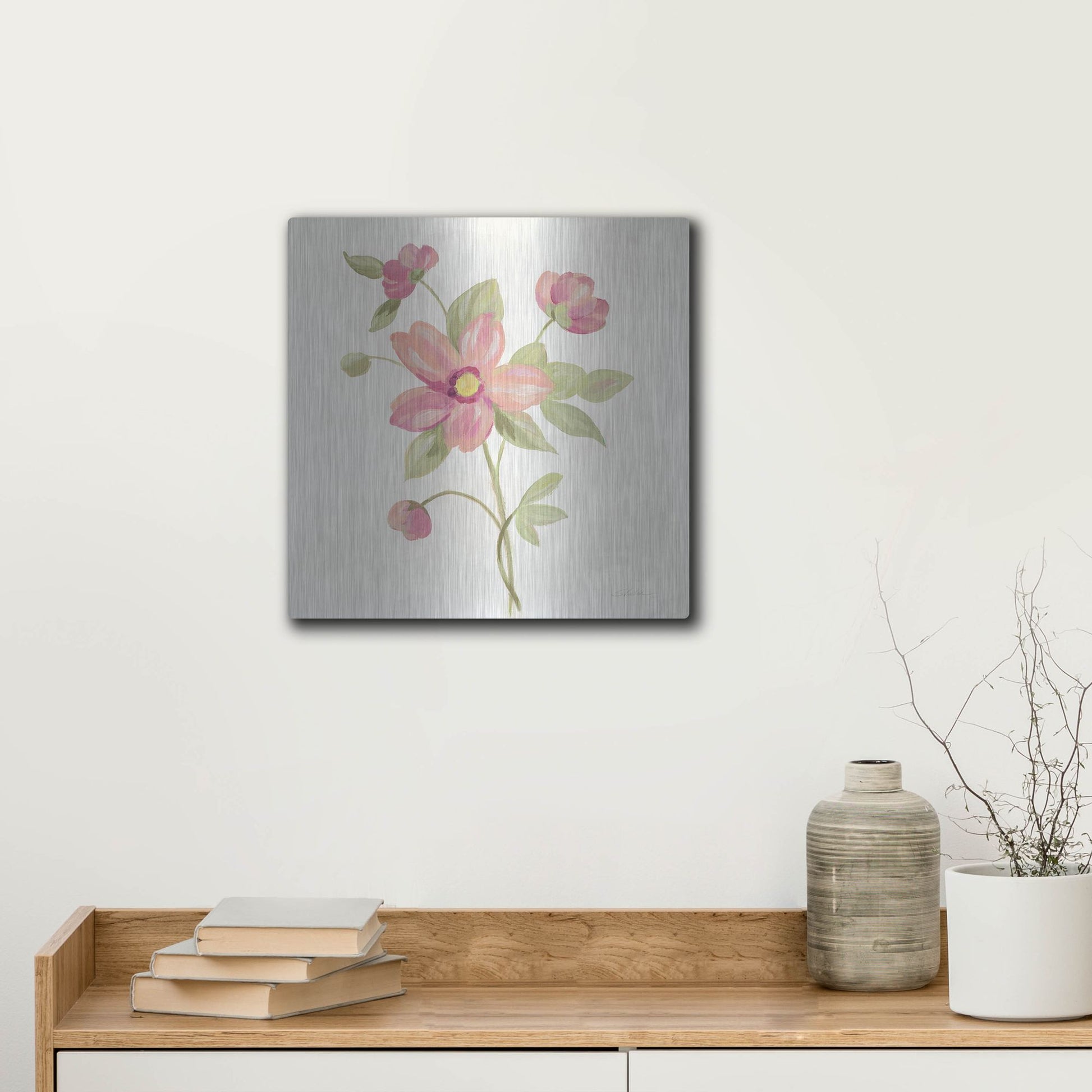 Luxe Metal Art 'June Bloom III' by Silvia Vassileva, Metal Wall Art,12x12