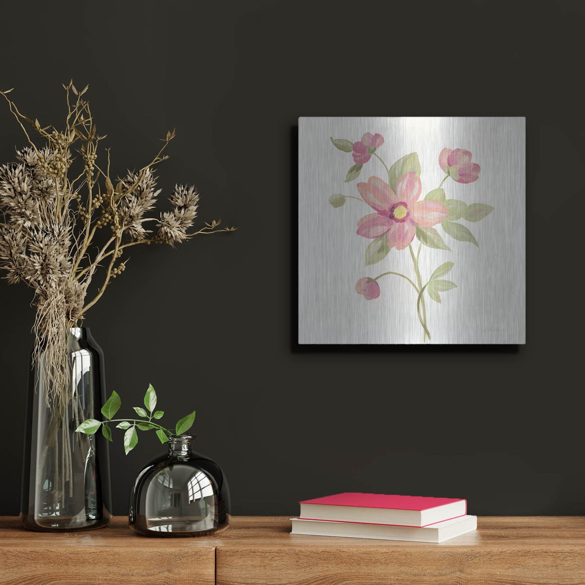 Luxe Metal Art 'June Bloom III' by Silvia Vassileva, Metal Wall Art,12x12