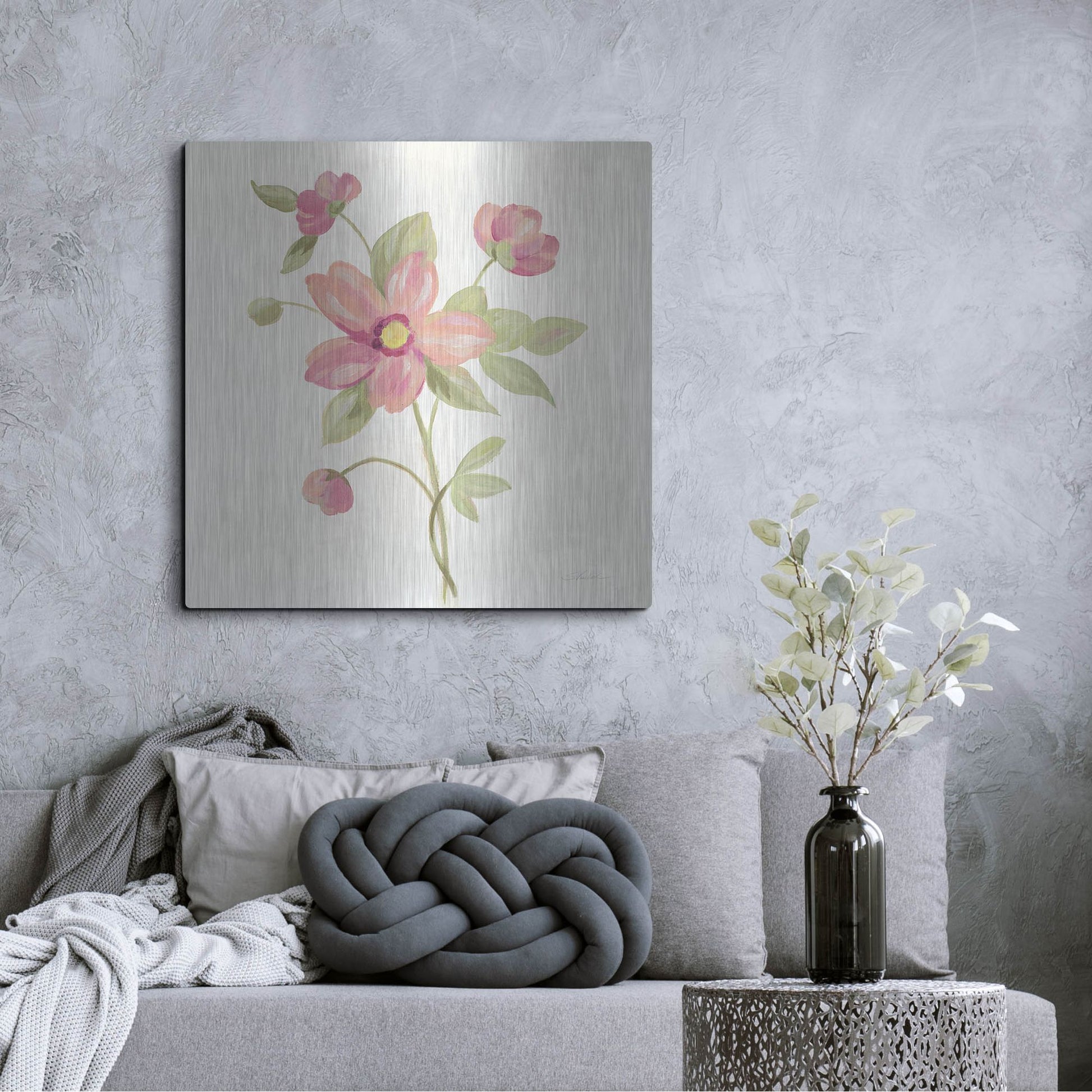 Luxe Metal Art 'June Bloom III' by Silvia Vassileva, Metal Wall Art,36x36