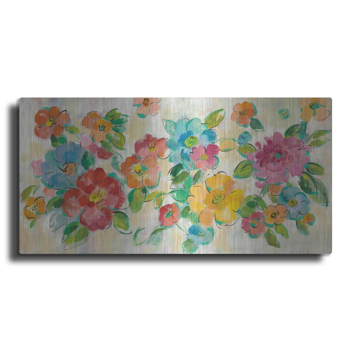 'Playful Floral Trio I' by Silvia Vassileva – Metal Wall Art