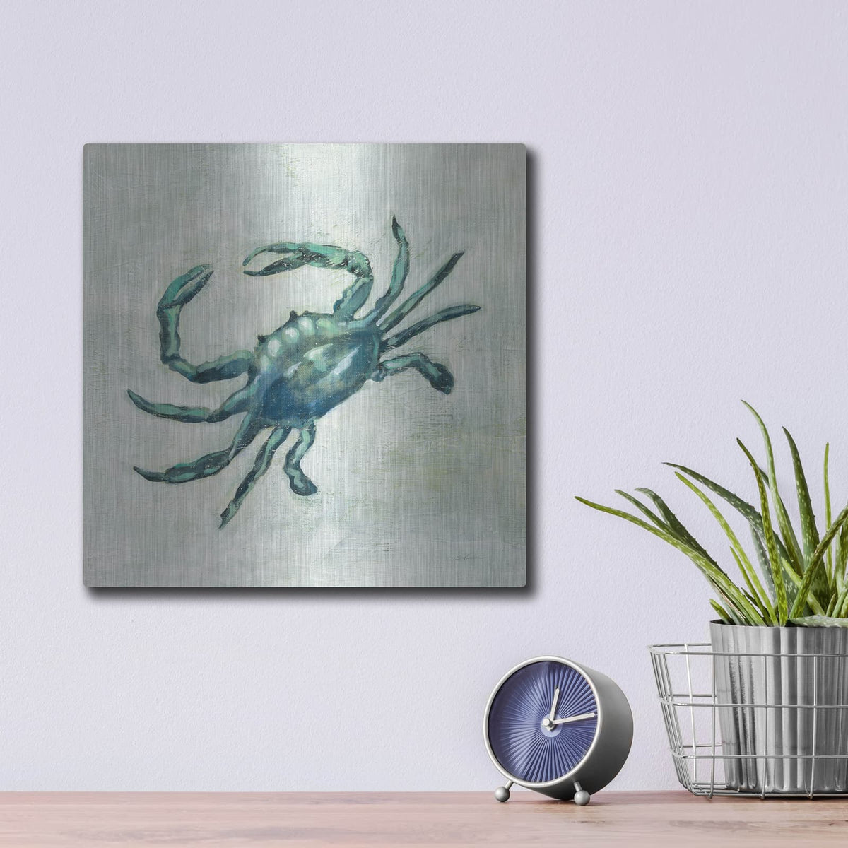'Indigo Sea Life II' by Silvia Vassileva – Metal Wall Art, 12x12 room view