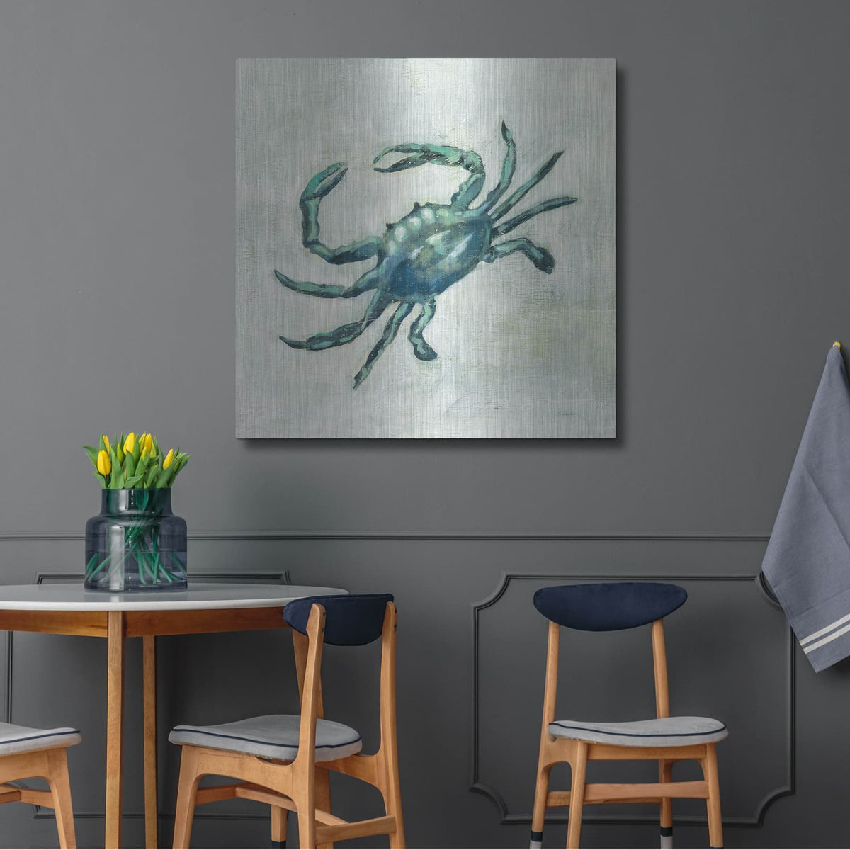 'Indigo Sea Life II' by Silvia Vassileva – Metal Wall Art, 36x36 room view