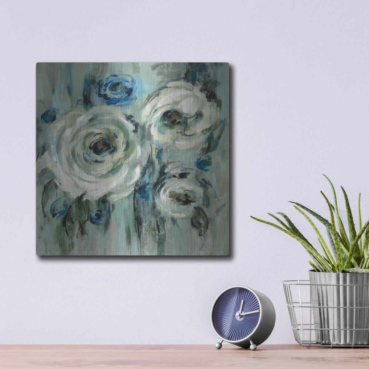 'Big Sage Flowers' by Silvia Vassileva – Metal Wall Art, 12x12 room view