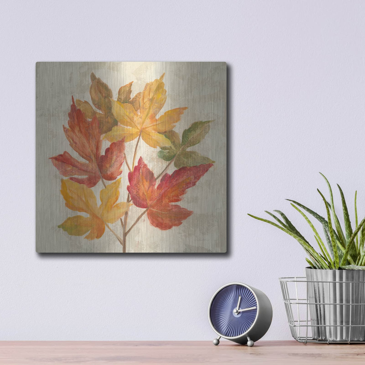 'November Leaves IV' by Silvia Vassileva – Metal Wall Art, 12x12 room view
